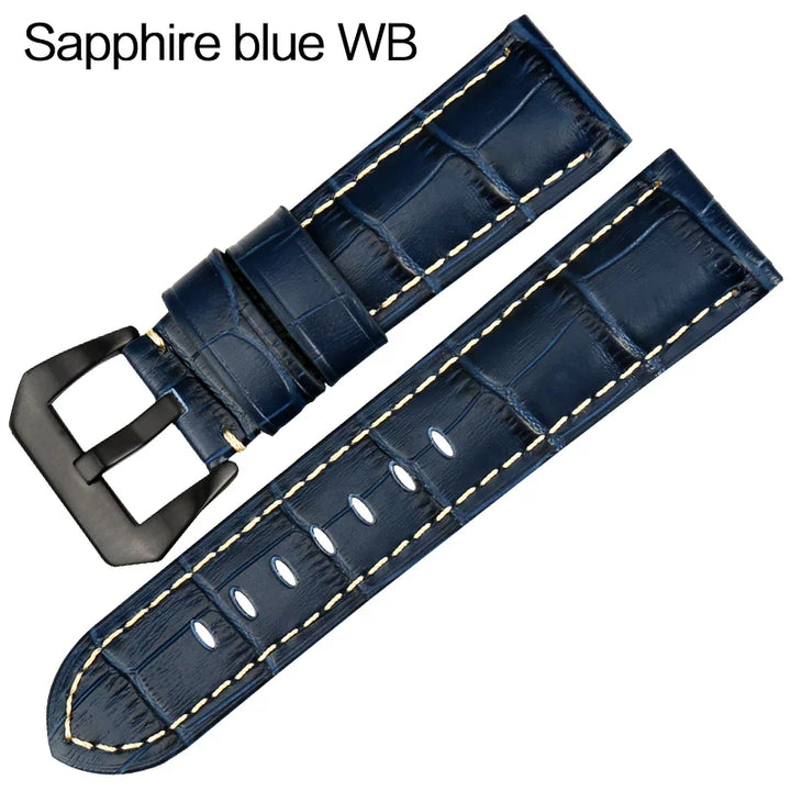 MAIKES 22mm 24mm 26mm watchbands blue genuine leather watch band strap watch accessories watch bracelet stainless steel buckle