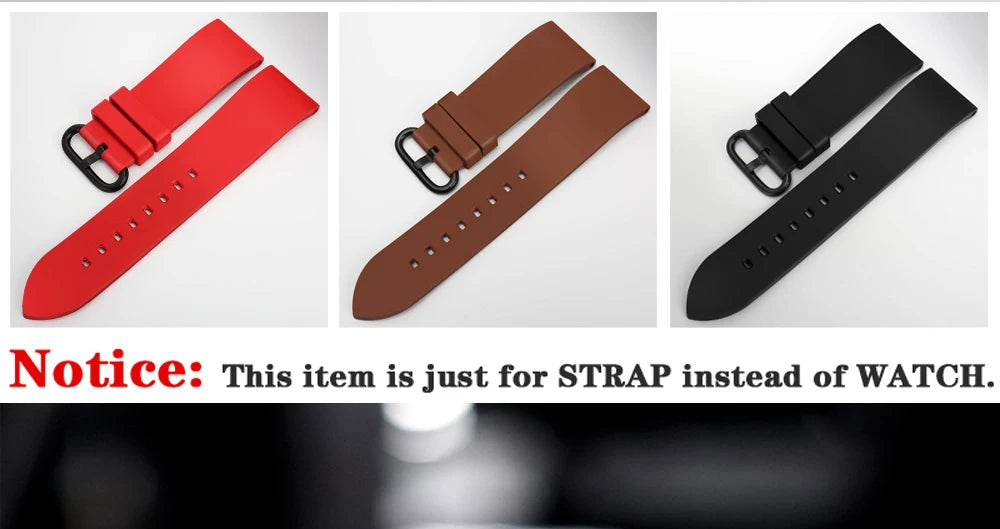 MAIKES New Design Watch Band Black 20mm 22mm 24mm Watchband Sports Fluoro Rubber Watch Strap Watch Accessories