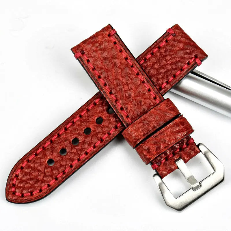 MAIKES New fashion watch accessories 20 22 24 26mm Italian leather watchbands red watch strap for Panerai watch band bracelet