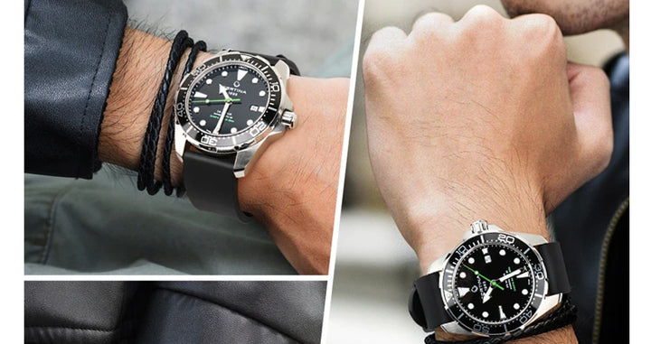 MAIKES New Design Watch Band Black 20mm 22mm 24mm Watchband Sports Fluoro Rubber Watch Strap Watch Accessories