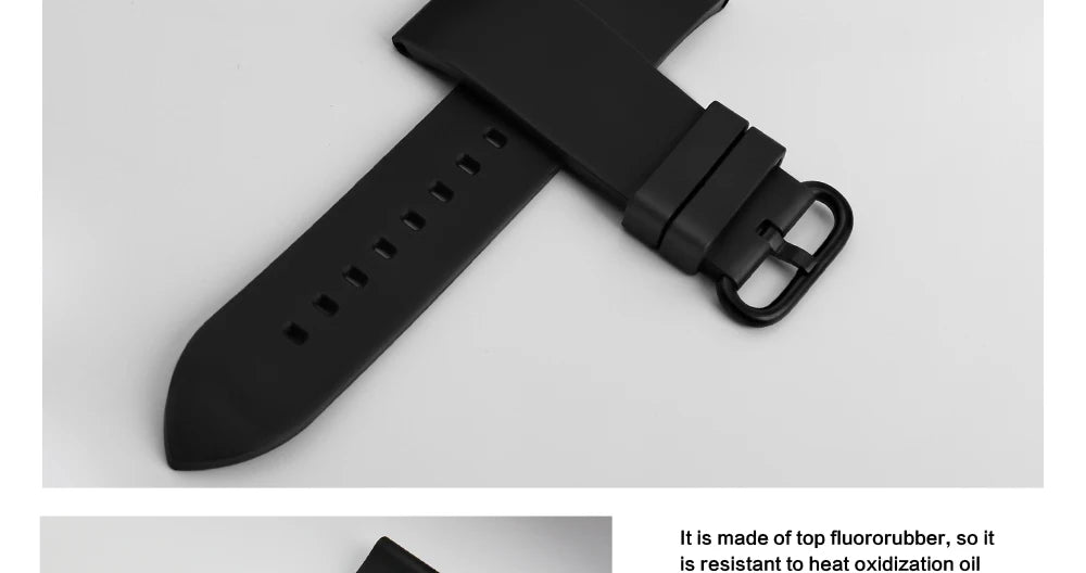 MAIKES New Design Watch Band Black 20mm 22mm 24mm Watchband Sports Fluoro Rubber Watch Strap Watch Accessories