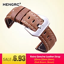 Oil Wax Cowhide Leather Watch Strap 22-24mm