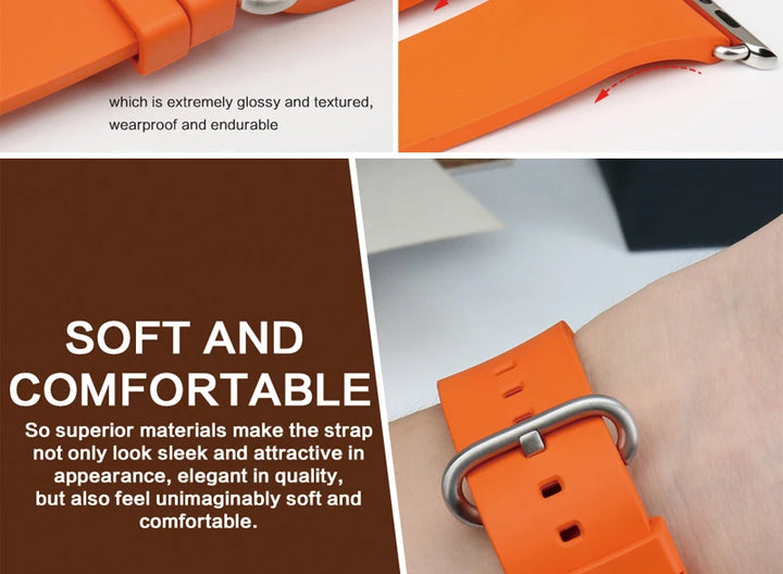 MAIKES Rubber Strap For Apple Watch Band 45mm 41mm 42mm 44mm 40mm Series 7 6 SE 5 4 3 iWatch Bracelet