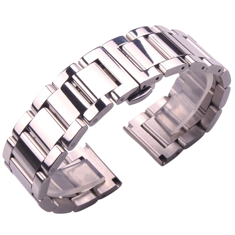 316L Stainless Steel Metal Watch Strap 18–24mm Silver