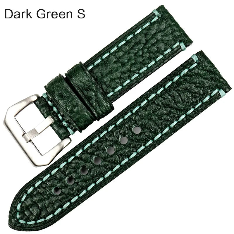 MAIKES New fashion watch accessories 20 22 24 26mm Italian leather watchbands red watch strap for Panerai watch band bracelet