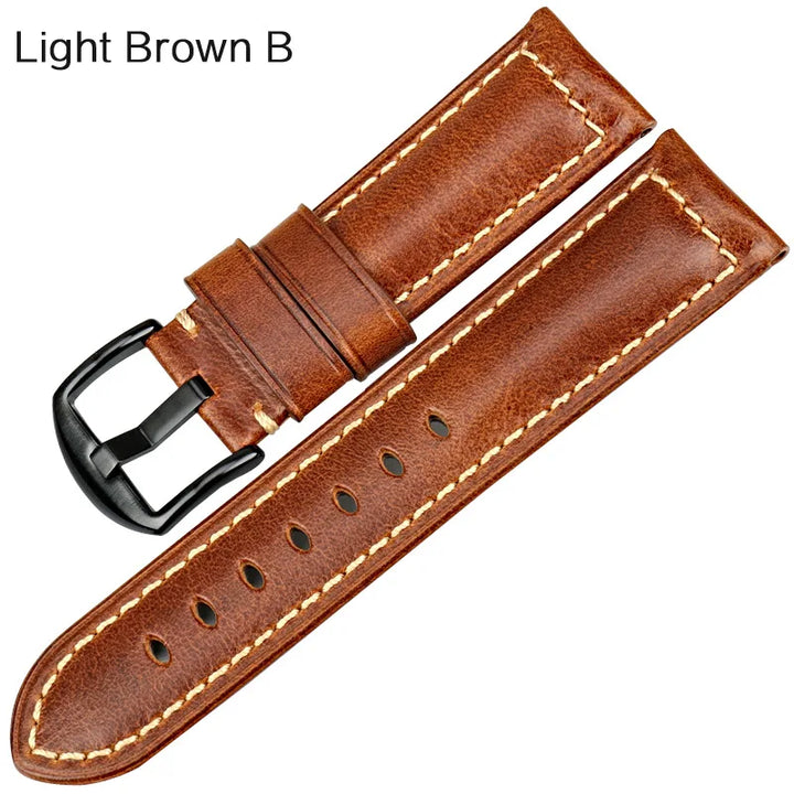 Red Leather Watch Strap – Vintage Style for Panerai, Seiko, Tissot & Smartwatches