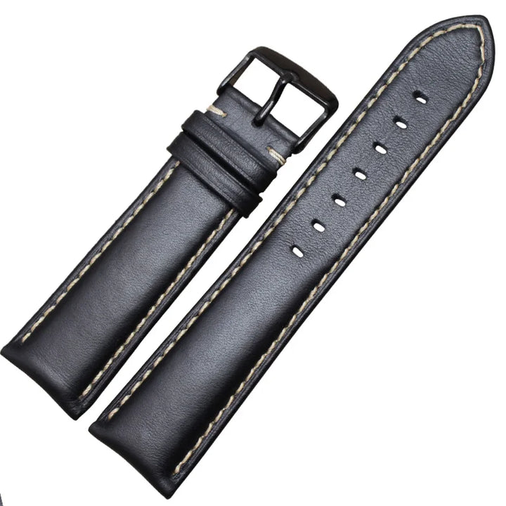 Genuine Leather Watch Band Strap Black Dark Brown 18 19 20 21 22 24mm Watchbands Men Women  Polished Buckle Relojes Hombre