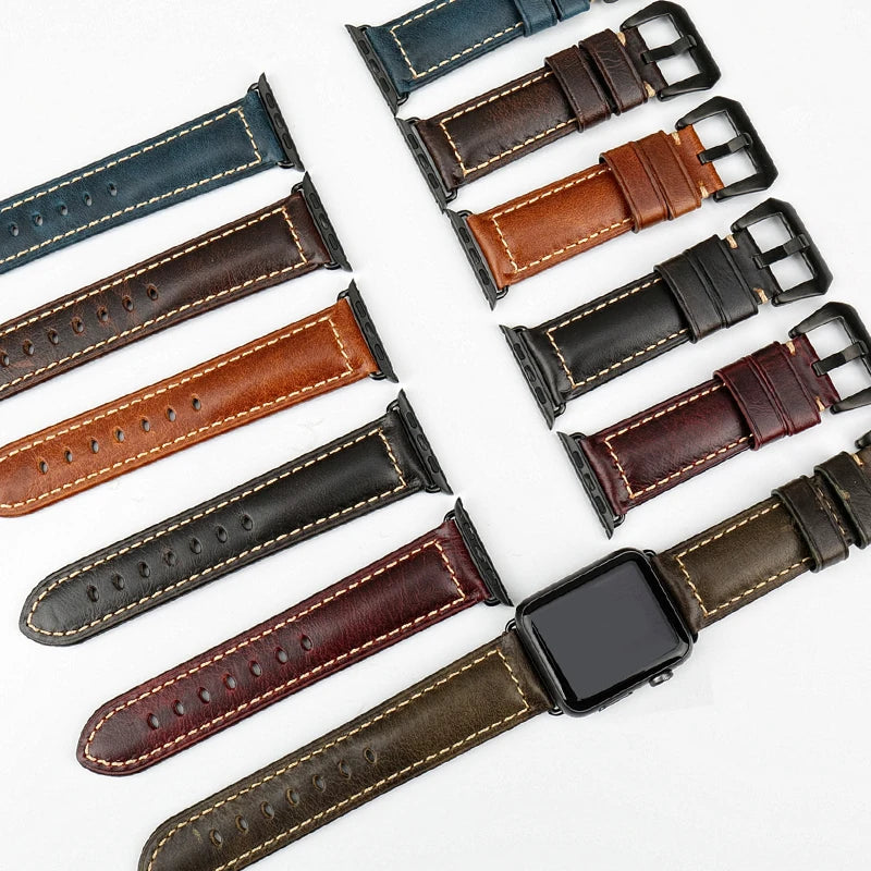 Vintage Genuine Leather Apple Watch Band Series 6–7, 38–45mm – MAIKES