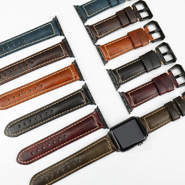 Vintage Genuine Leather Apple Watch Band Series 6–7, 38–45mm – MAIKES