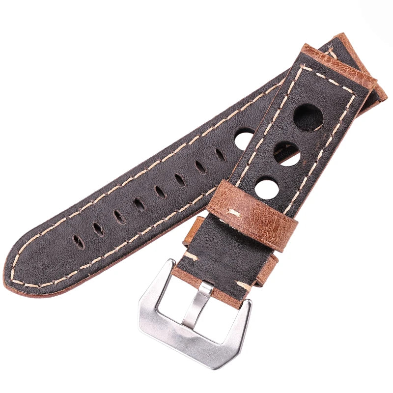 Oil Wax Cowhide Leather Watch Strap 22-24mm