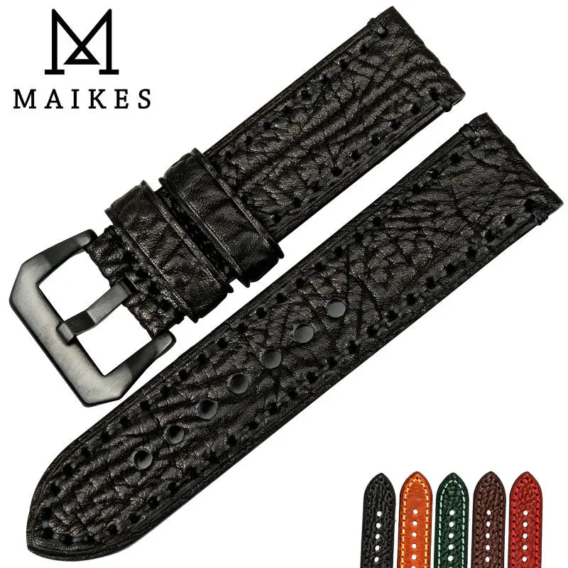 MAIKES New fashion watch accessories 20 22 24 26mm Italian leather watchbands red watch strap for Panerai watch band bracelet