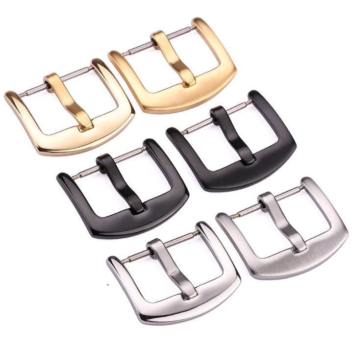 Metal Watch Band Buckle 16-24mm Silver, Black, Gold Stainless Steel