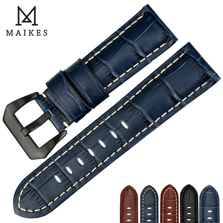 MAIKES New design 22mm 24mm 26mm watch accessories watchbands genuine leather watch band strap for Panerai watch bracelet belt