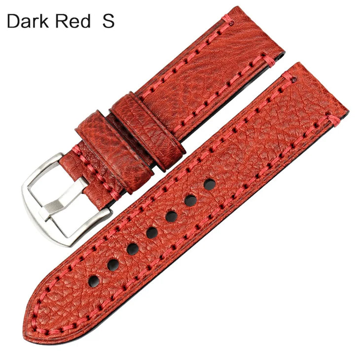 MAIKES Watch Accessories Watch Band For PANERAI FOSSIL Genuine Leather Strap Brown 20 22 24 26mm Watchband Bracelet