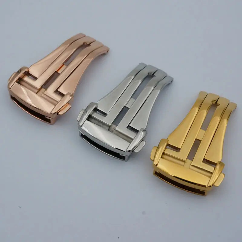 316L Stainless Steel Watch Strap – 16-20mm Silver with Butterfly Clasp for Omega