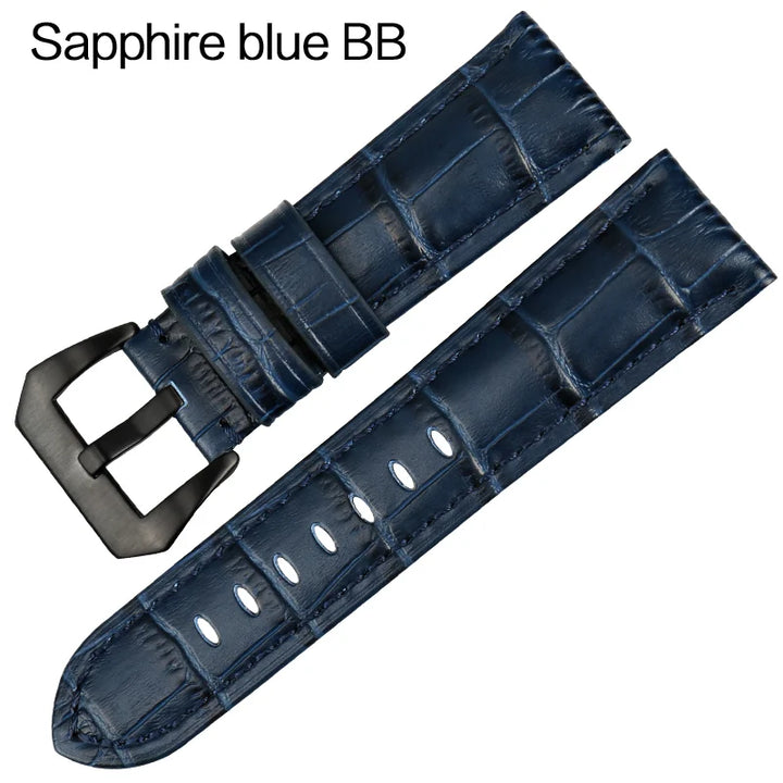 MAIKES 22mm 24mm 26mm watchbands blue genuine leather watch band strap watch accessories watch bracelet stainless steel buckle