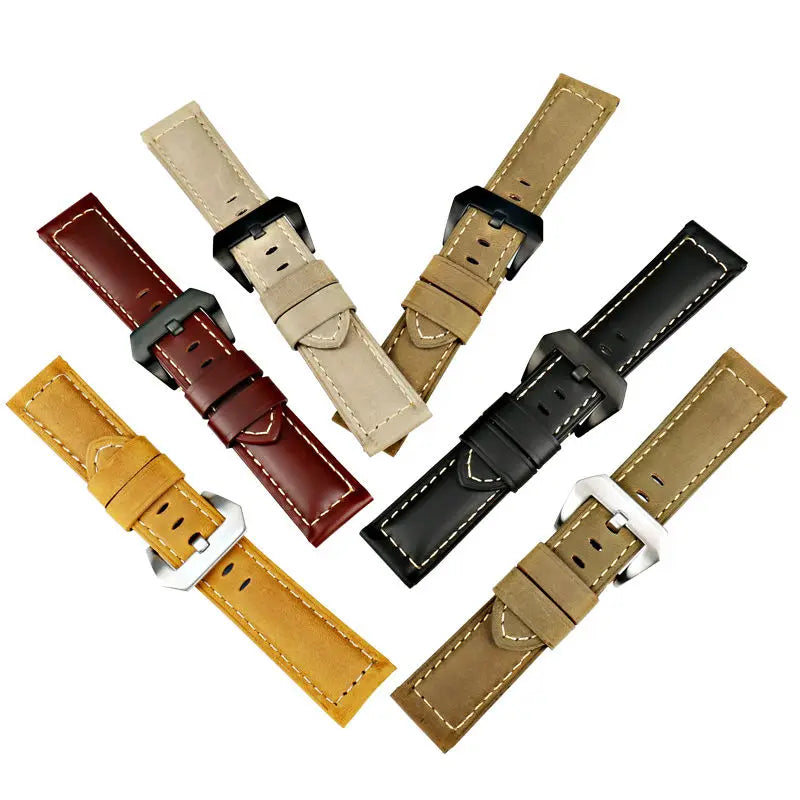 Vintage Genuine Leather Watch Strap 22–26mm for Panerai – Wheat