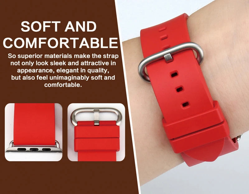 For Apple Watch Band 45mm 41mm 44mm 40mm 42mm 38mm Series 7 6 SE 5 4 3 Watchband Bracelet Sport Rubber iWatch Strap