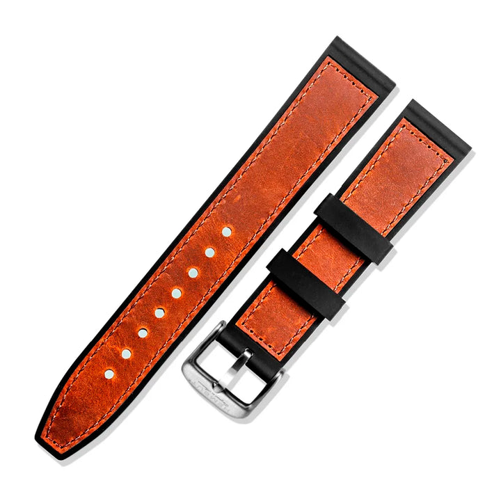 Hemsut Cowhide & Silicone Watch Strap – 18–24mm Waterproof & Breathable