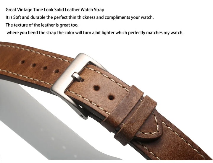 High Quality Horween Genuine Leather Straps Brown Soft Wrap Handmade Cowhide Watch Bands 18mm 20mm 22mm