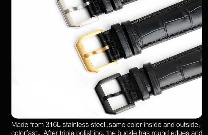 MAIKES Stainless Steel Watch Clasp 16mm 18mm 20mm 22mm Black Rose Gold Watch Buckle For Leather Watch Band