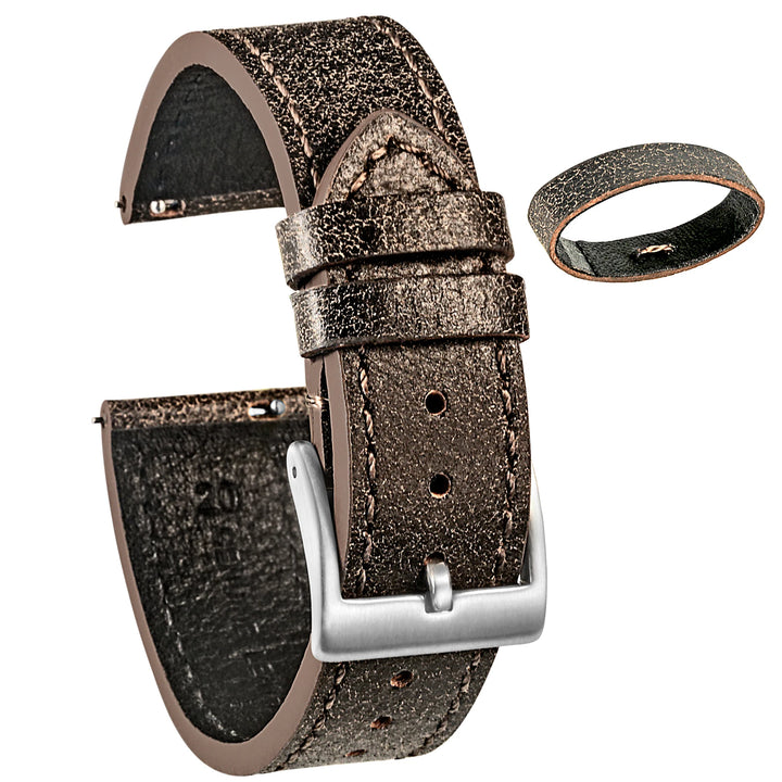 Hemsut Quick Release Leather Watch Bands Italian Mastrotto Brown Leather Watches Straps 18mm 20mm 22mm