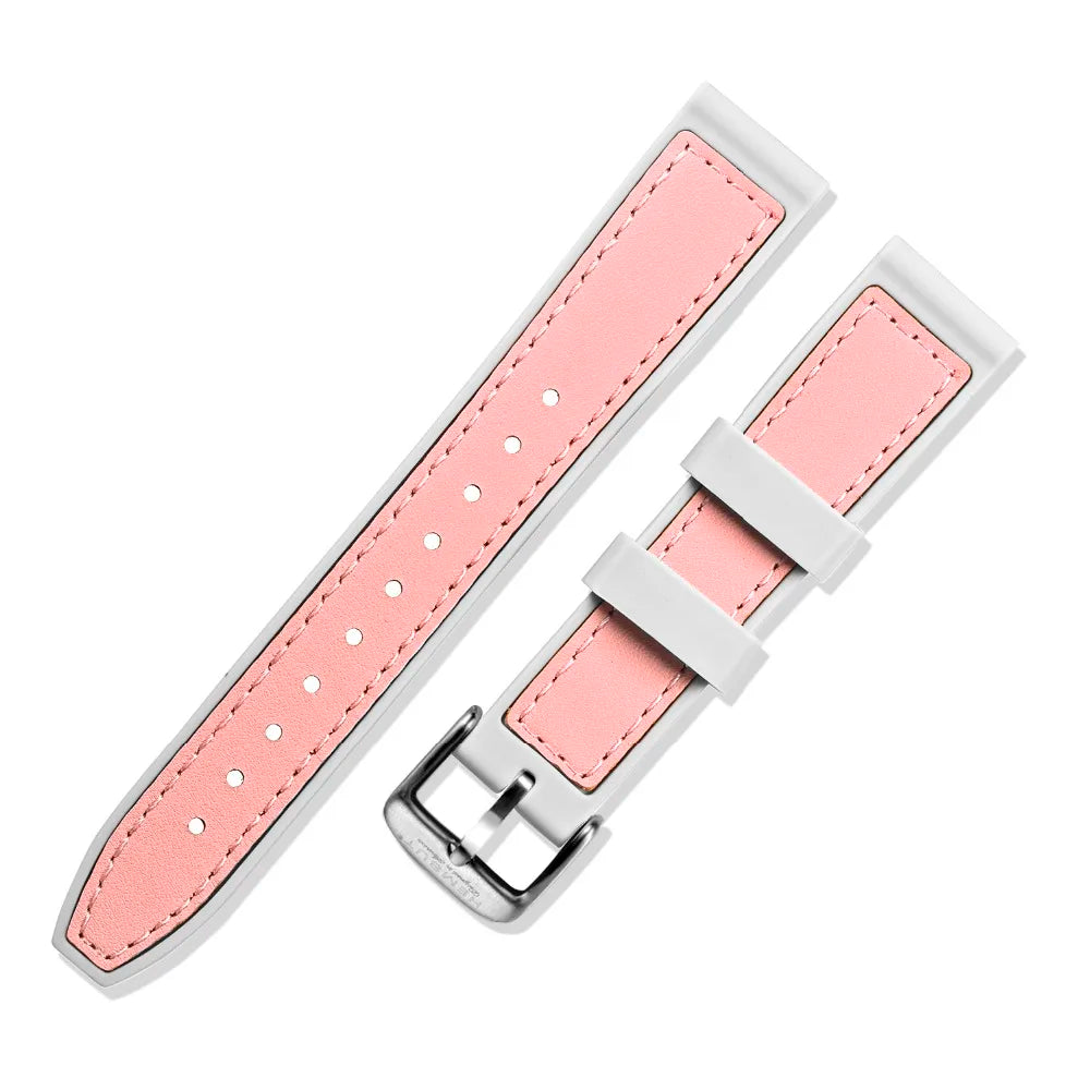 Hemsut Cowhide & Silicone Watch Strap – 18–24mm Waterproof & Breathable