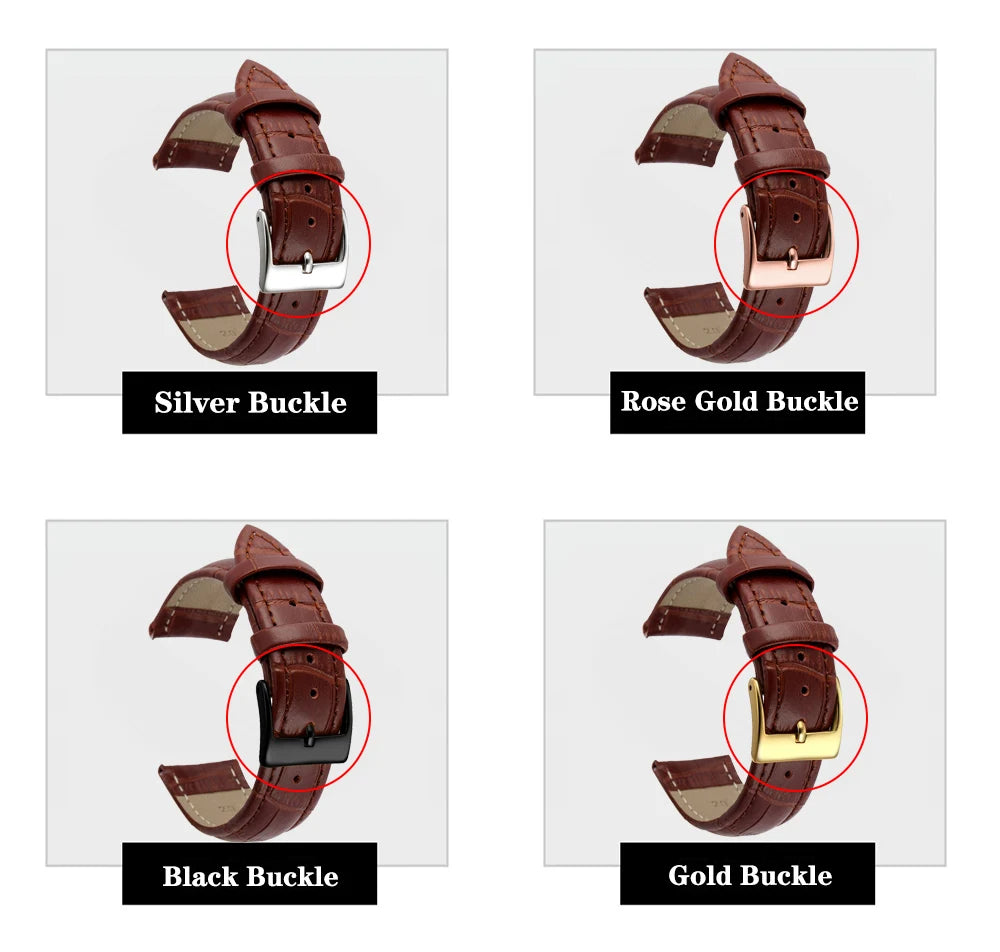 Premium Genuine Leather Watch Strap 12–24mm (With Tool)