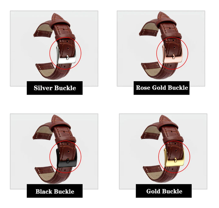 Premium Genuine Leather Watch Strap 12–24mm (With Tool)
