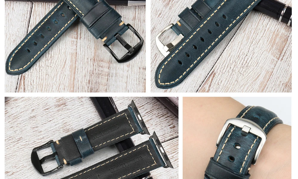 Vintage Cow Leather Apple Watch Strap – 40-45mm for Series 4-9 & SE