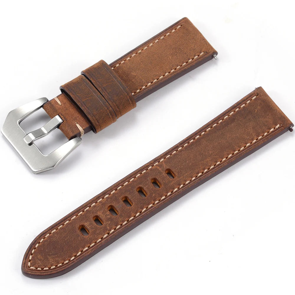Men’s Genuine Leather Watch Band 22–24mm (Top Grain, High Quality)
