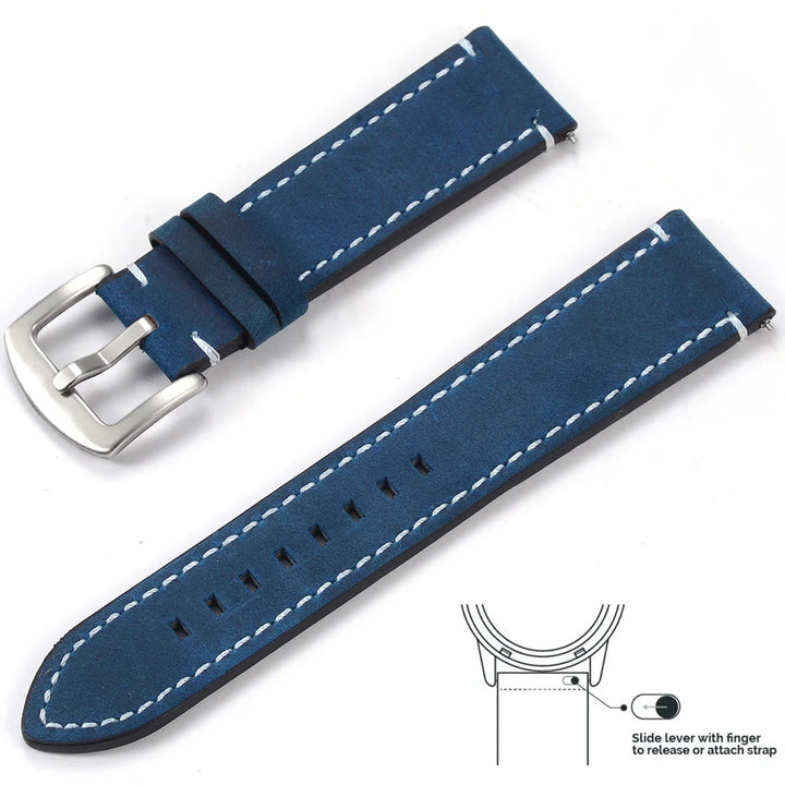 op Grain Genuine Leather Watch Band 20mm 22mm (Quick Release)
