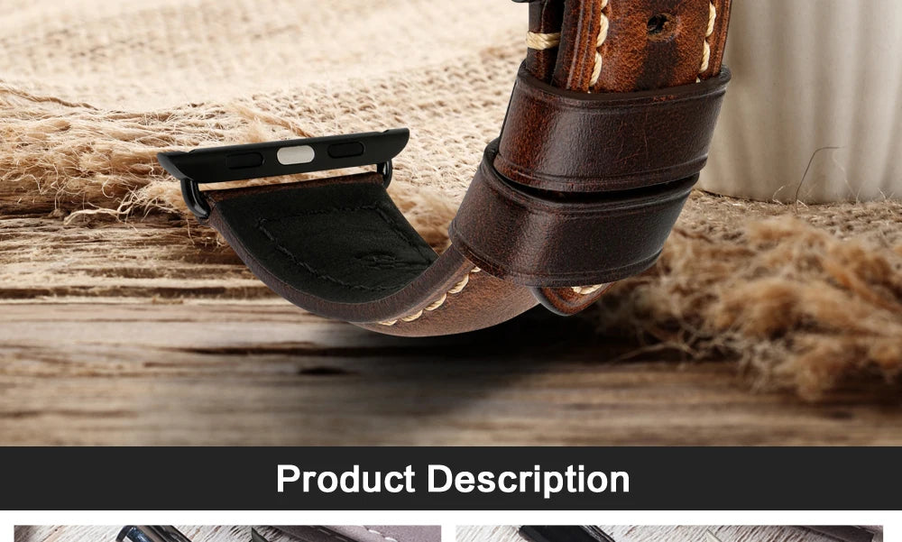 Vintage Cow Leather Apple Watch Strap – 40-45mm for Series 4-9 & SE