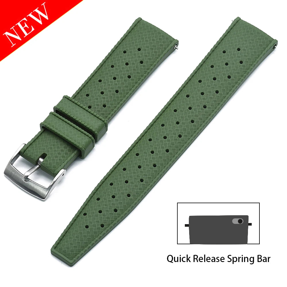 Premium Grade Tropical FKM Rubber Strap Quick Release Watch Band 18mm 20mm 22mm 24mm Rubber Tropical Strap Smart Watch Strap