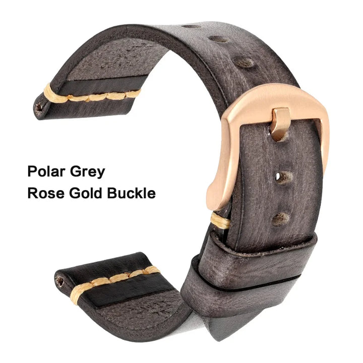 Handmade Vintage Vegetable-Tanned Leather Watch Strap for OMEGA, Fossil, CITIZEN, SEIKO, HUAWEI