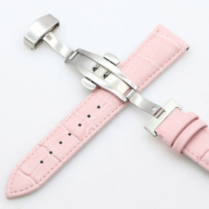 Genuine Leather Watch Straps 18mm20mm22mm24mm Universal Watch Butterfly Buckle Steel Band Buckle Bracelet Bangle Bracelet + Tool