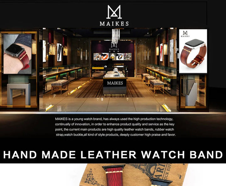 Handmade Leather Strap Watch Band For Apple Watch 45mm 41mm 44mm 42mm 40mm Series 9 8 7 6 SE 5 4 iWatch Bracelet