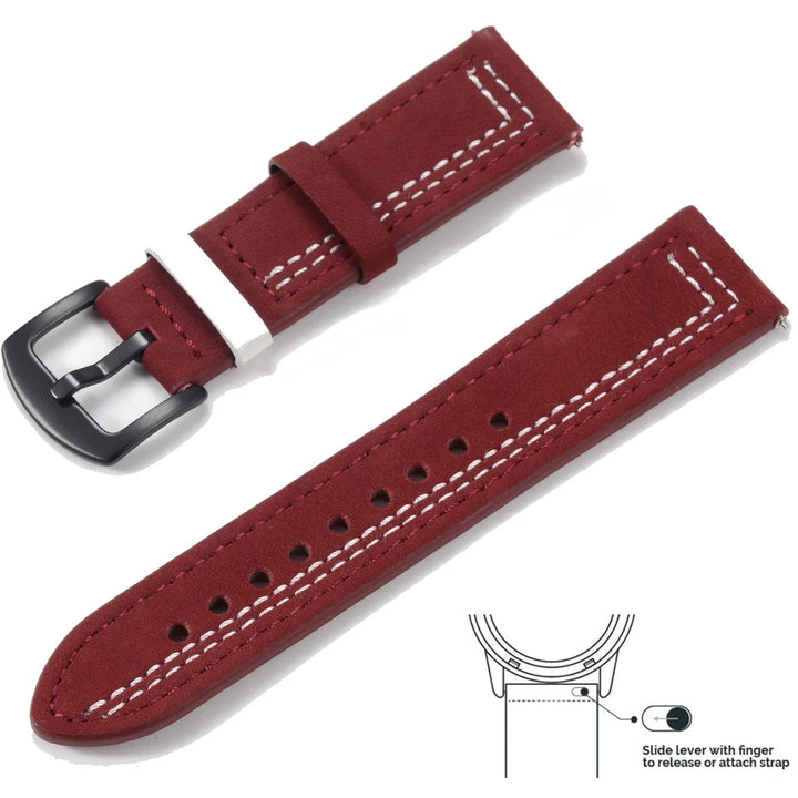 Genuine Leather Quick Release Watch Band 20–22mm for Huawei & Samsung Galaxy 45/46mm