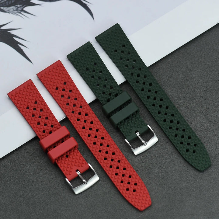 New Designed Honeycomb Fluorine FKM Rubber Strap 20mm 22mm Quick Release Watchbands For SRP777J1 Watch Replacement Wristband