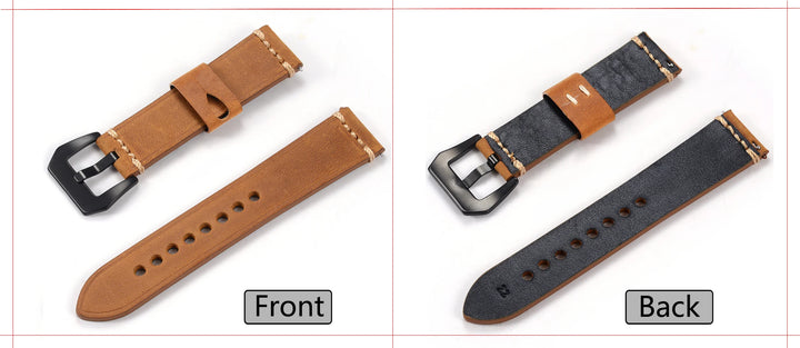 Men’s Genuine Leather Watch Band 22–24mm (Top Grain, High Quality)