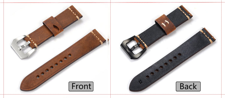 Men’s Genuine Leather Watch Band 22–24mm (Top Grain, High Quality)