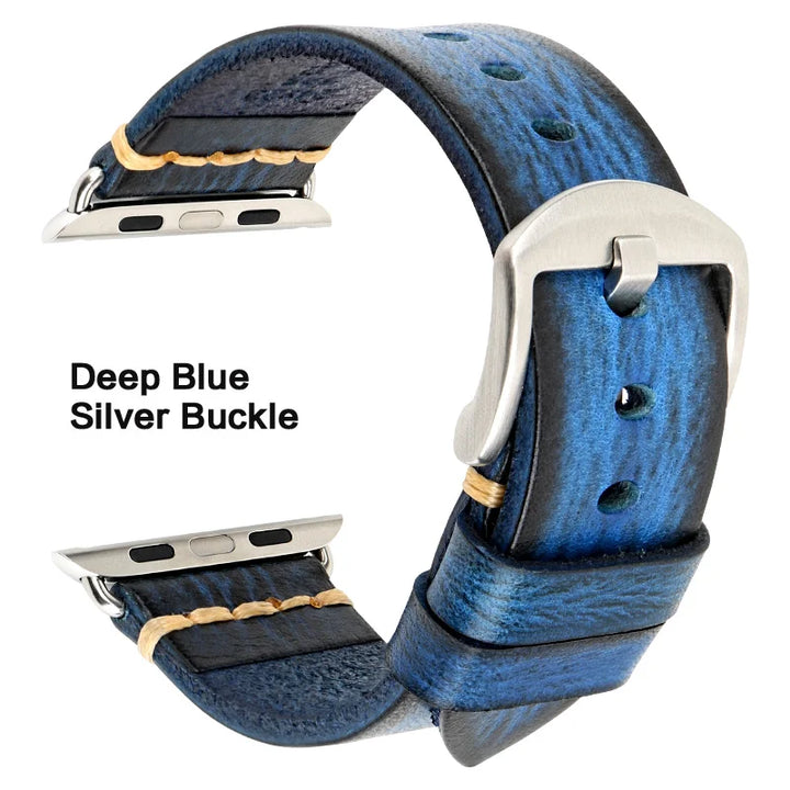 Handmade Leather Strap Watch Band For Apple Watch 45mm 41mm 44mm 42mm 40mm Series 9 8 7 6 SE 5 4 iWatch Bracelet