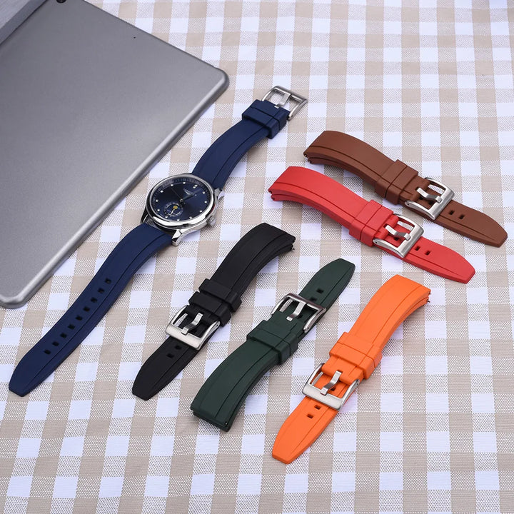 Universal FKM Rubber Watch Strap – 20–24mm Waterproof Sport Band for Rolex, Omega, Armani & Seiko
