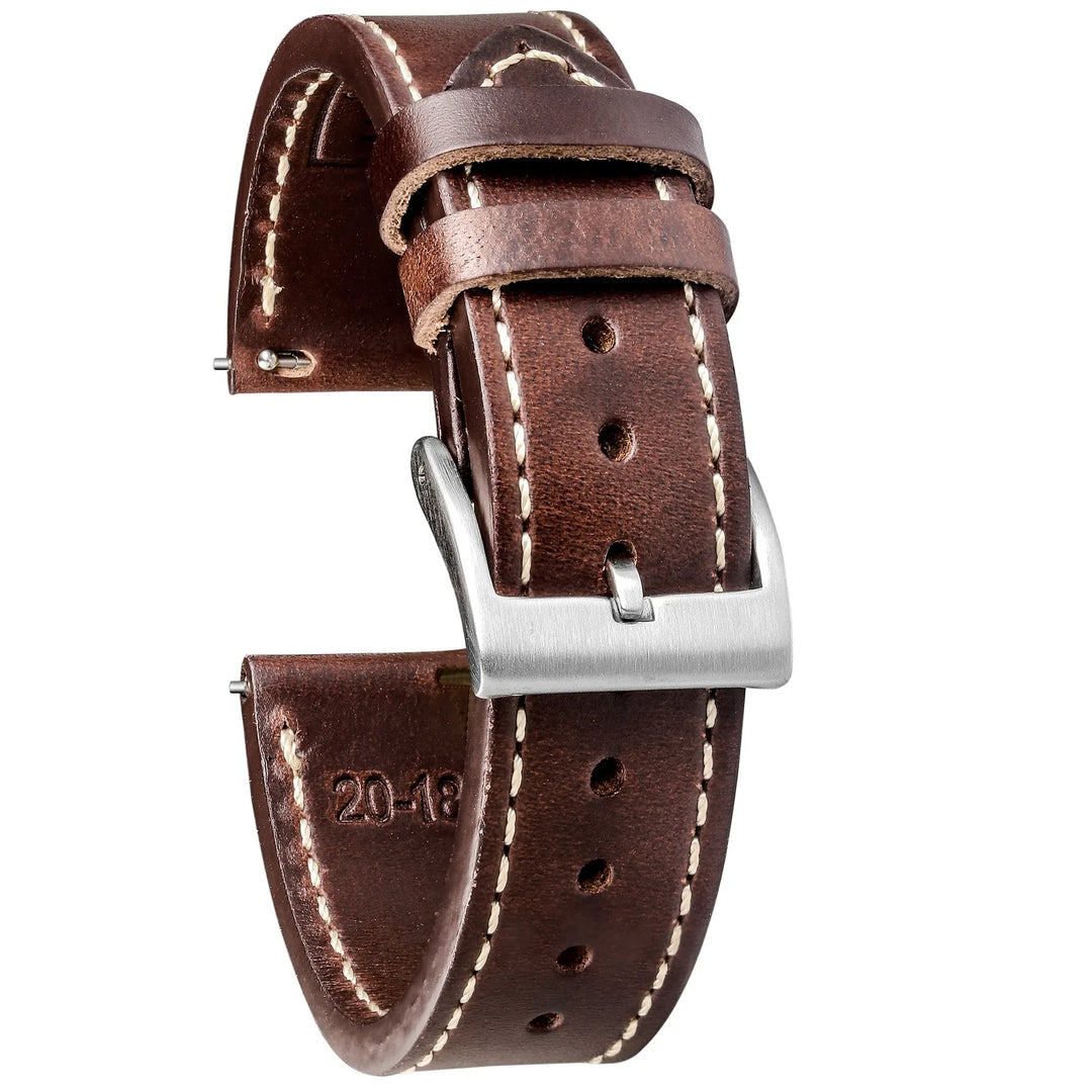 High Quality Horween  Genuine Leather Straps Brown Soft Wrap Handmade Cowhide Wrist Bands 18mm 20mm 22mm