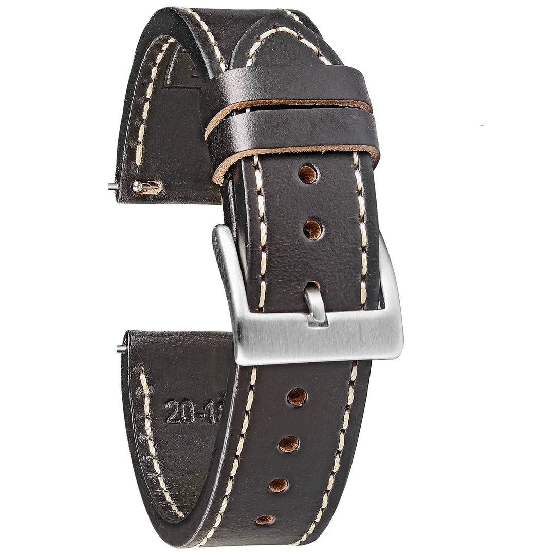 High Quality Horween  Genuine Leather Straps Brown Soft Wrap Handmade Cowhide Wrist Bands 18mm 20mm 22mm