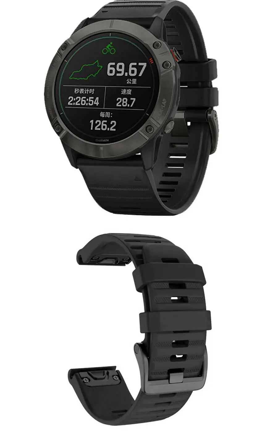 Quick-Release Silicone Sport Strap for Garmin Fenix & Forerunner (20-26mm)