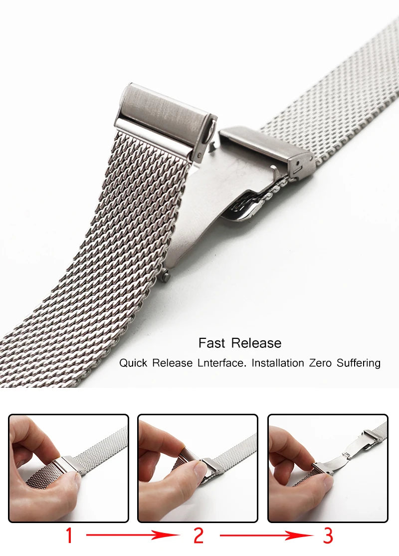 Premium Stainless Steel Watch Strap 18–22mm Quick Release