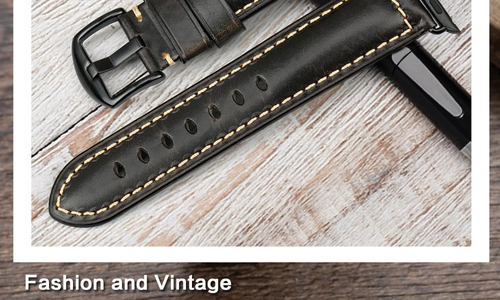 Vintage Cow Leather Apple Watch Strap – 40-45mm for Series 4-9 & SE