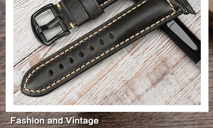 Vintage Cow Leather Apple Watch Strap – 40-45mm for Series 4-9 & SE