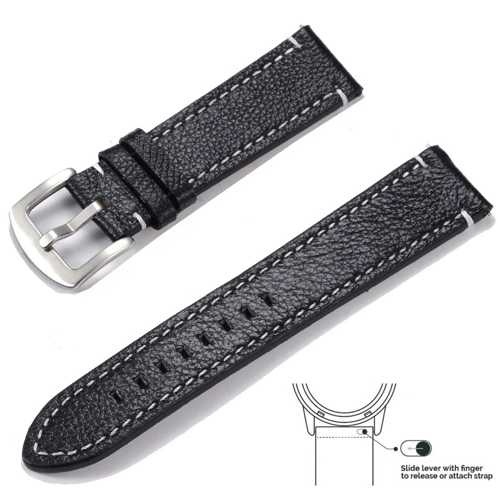 op Grain Genuine Leather Watch Band 20mm 22mm (Quick Release)